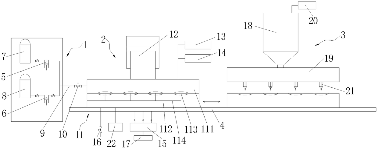 In-mold molded foaming forming device for thermoplastic polymer particles and forming method of forming device