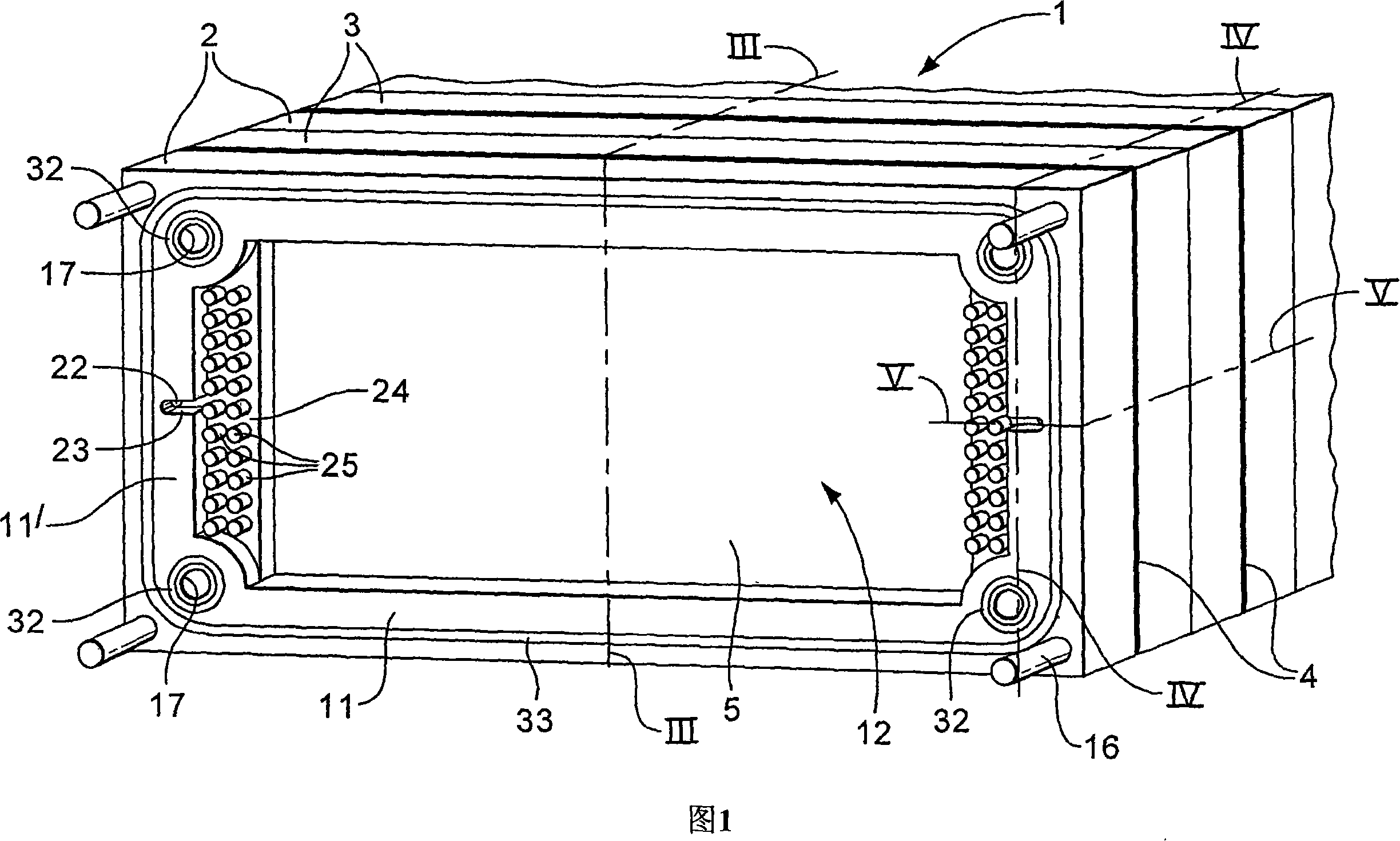 Electrochemical cell stack with frame elements