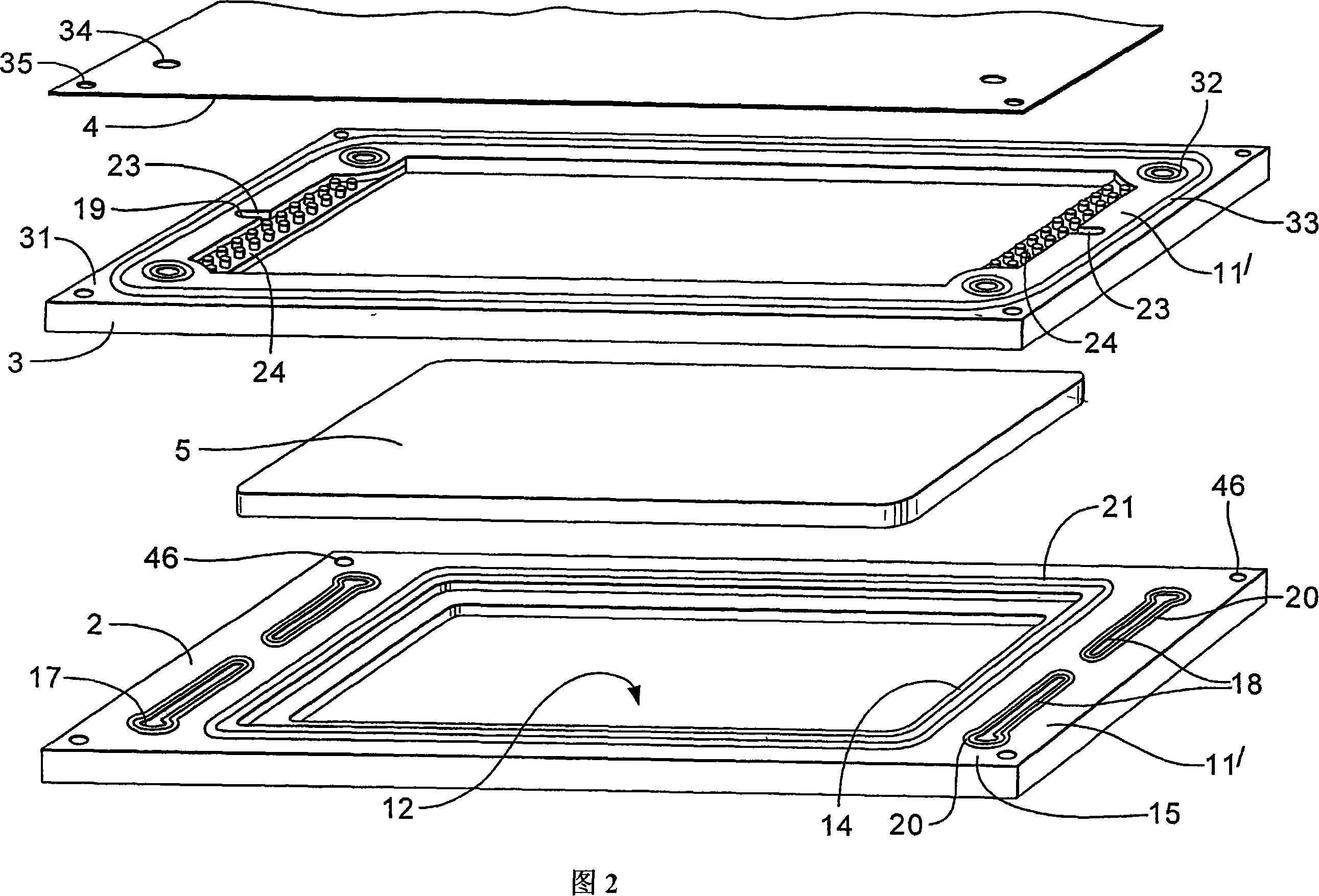 Electrochemical cell stack with frame elements