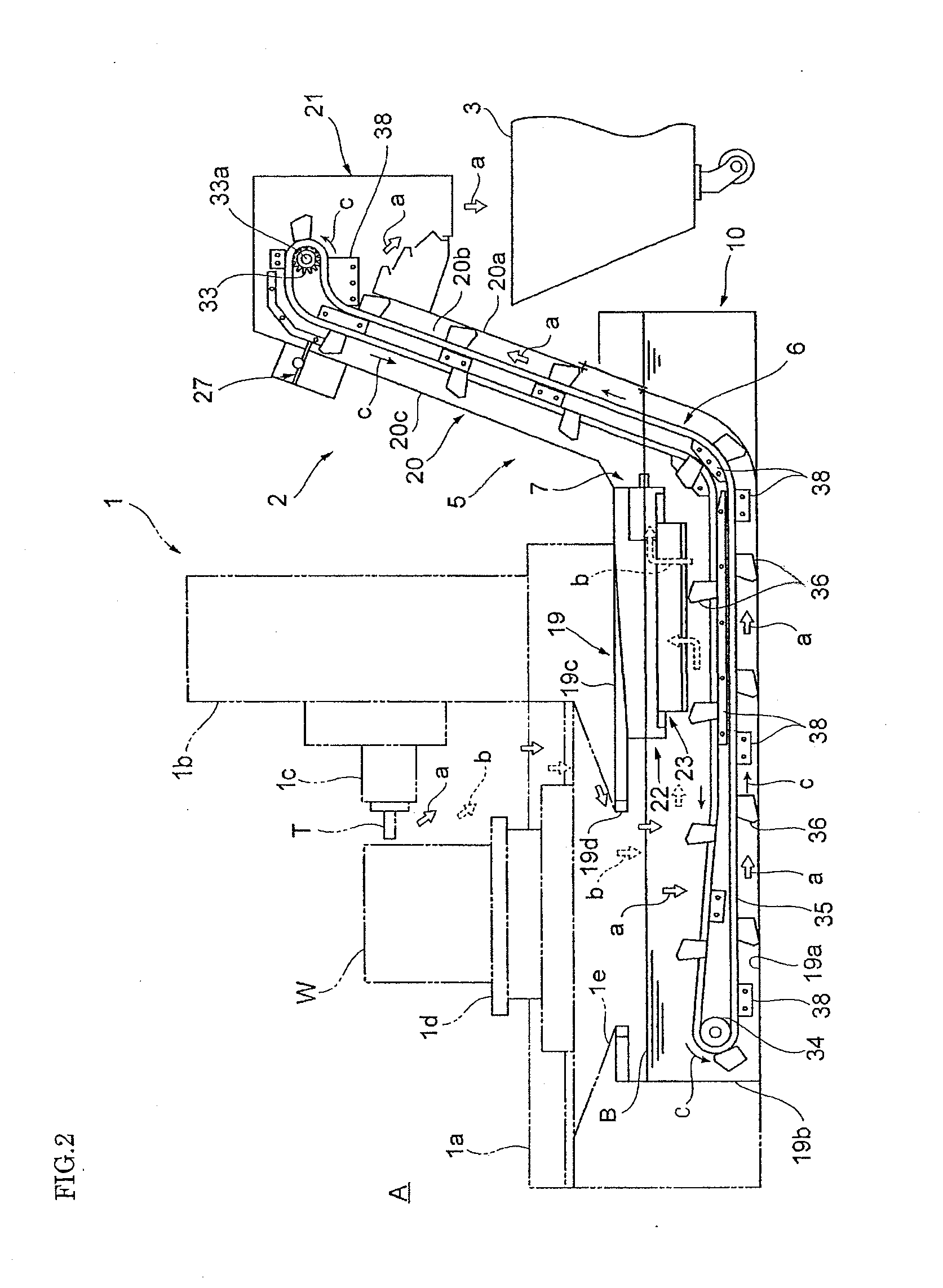 Chip disposal device of machine tool