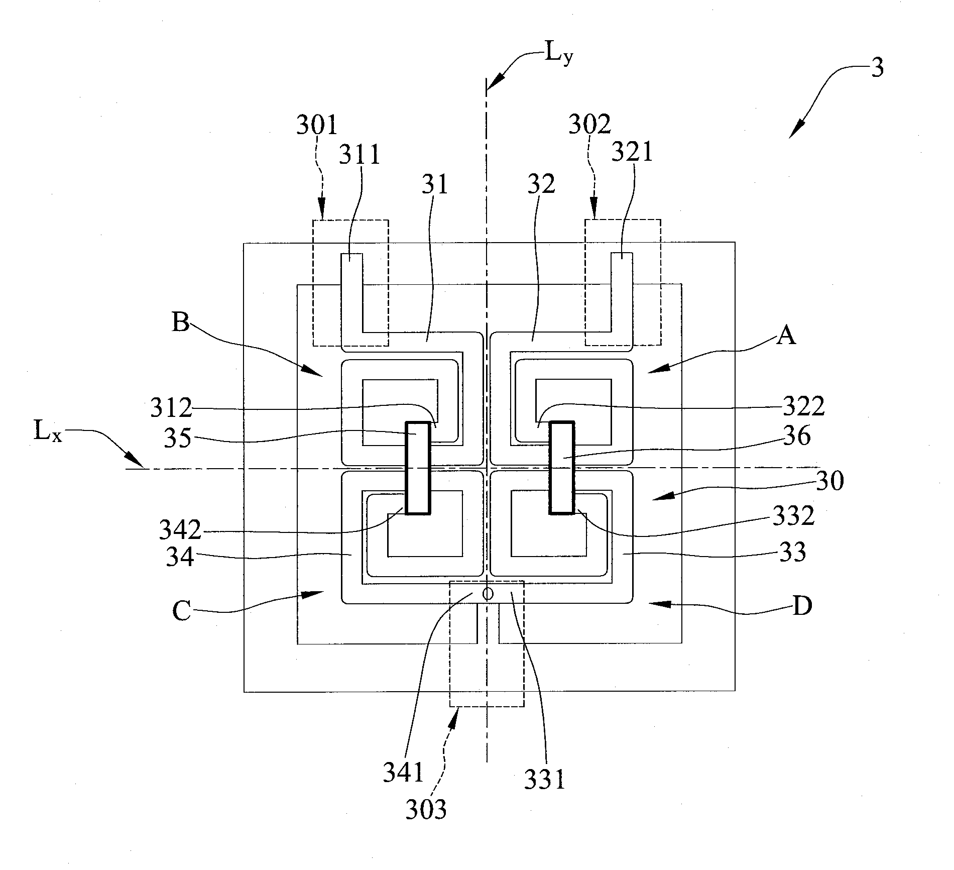 Symmetric differential inductor structure