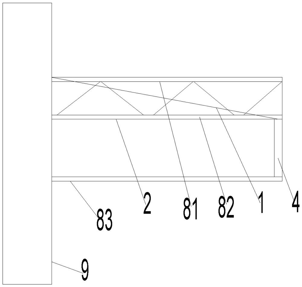 A three-story cantilevered steel structure that can be built quickly and saves land and its construction method