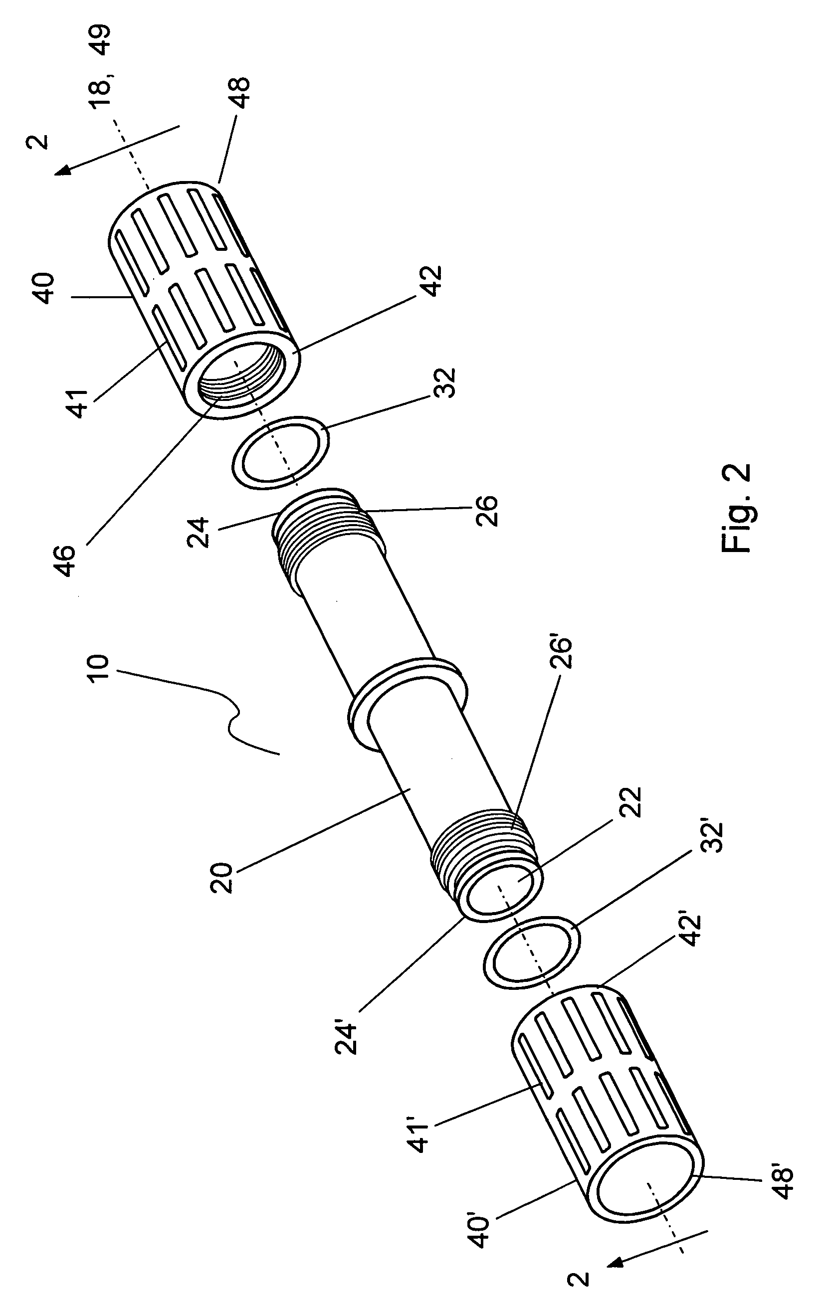 Slide coupling fitting for connecting conduits
