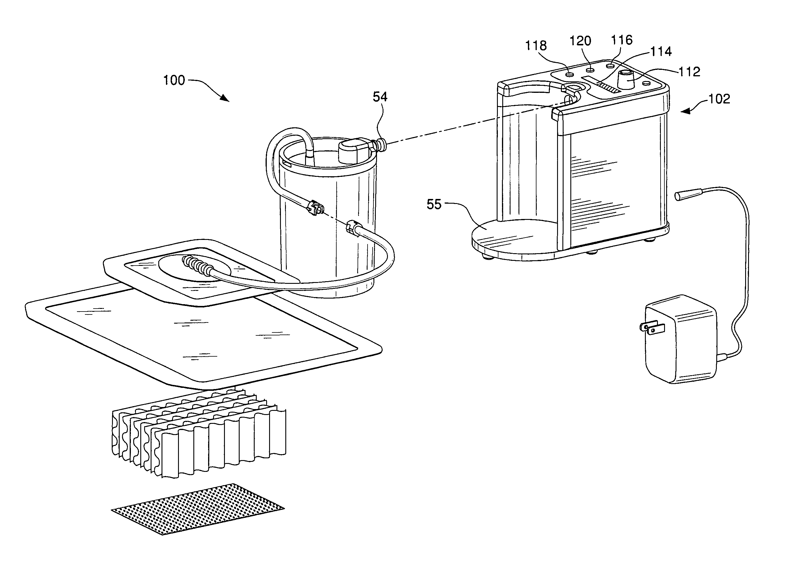 System for treating a wound with suction and method of detecting loss of suction