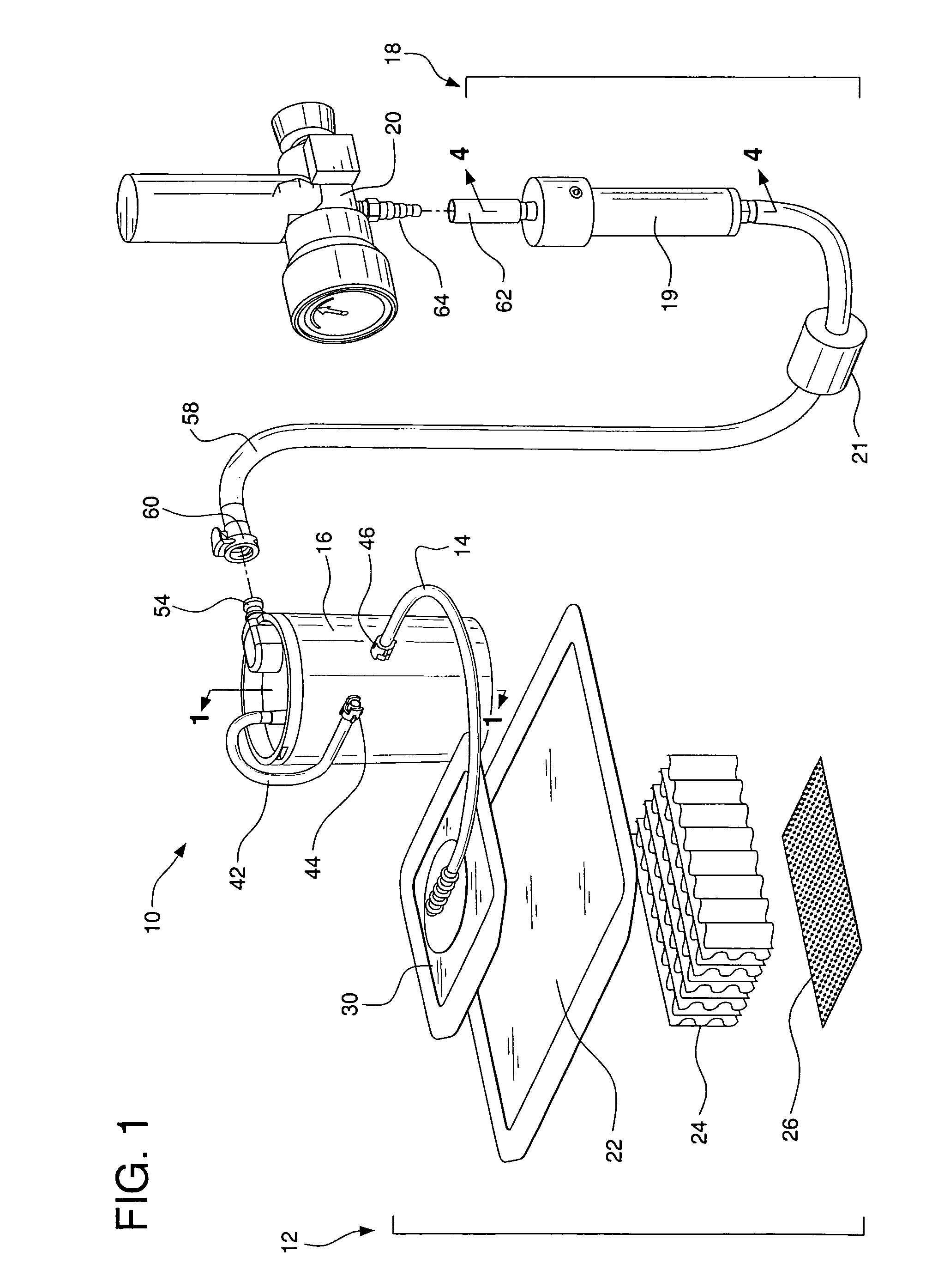 System for treating a wound with suction and method of detecting loss of suction