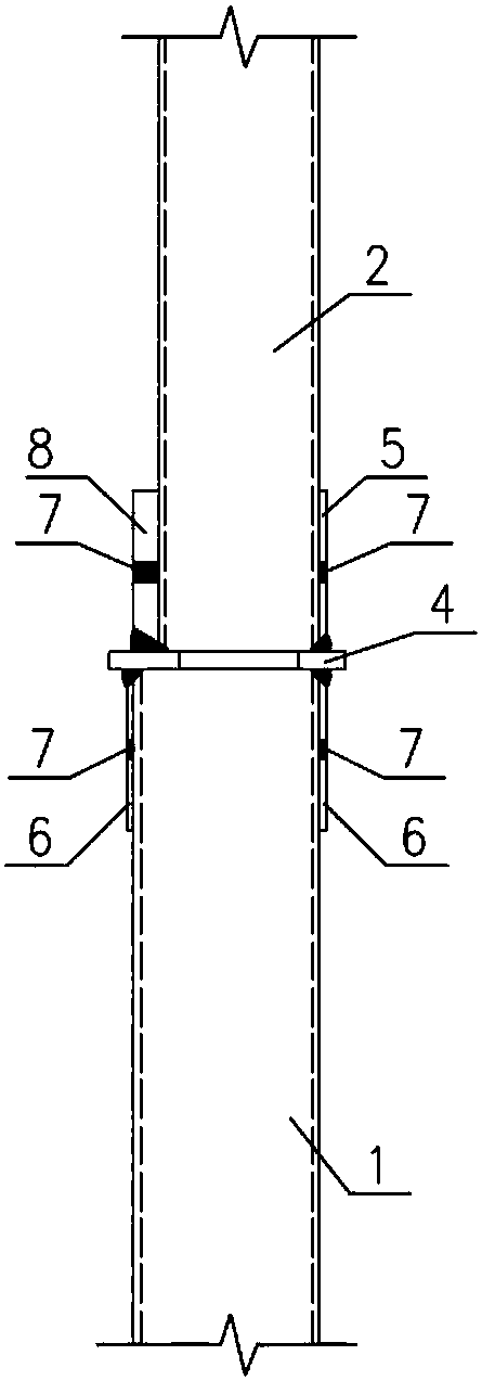 Splicing joint at steel plate combined shear wall variable section