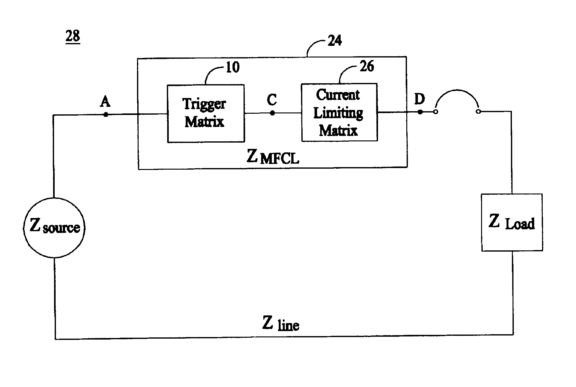 Superconducting matrix fault current limiter with current-driven trigger mechanism
