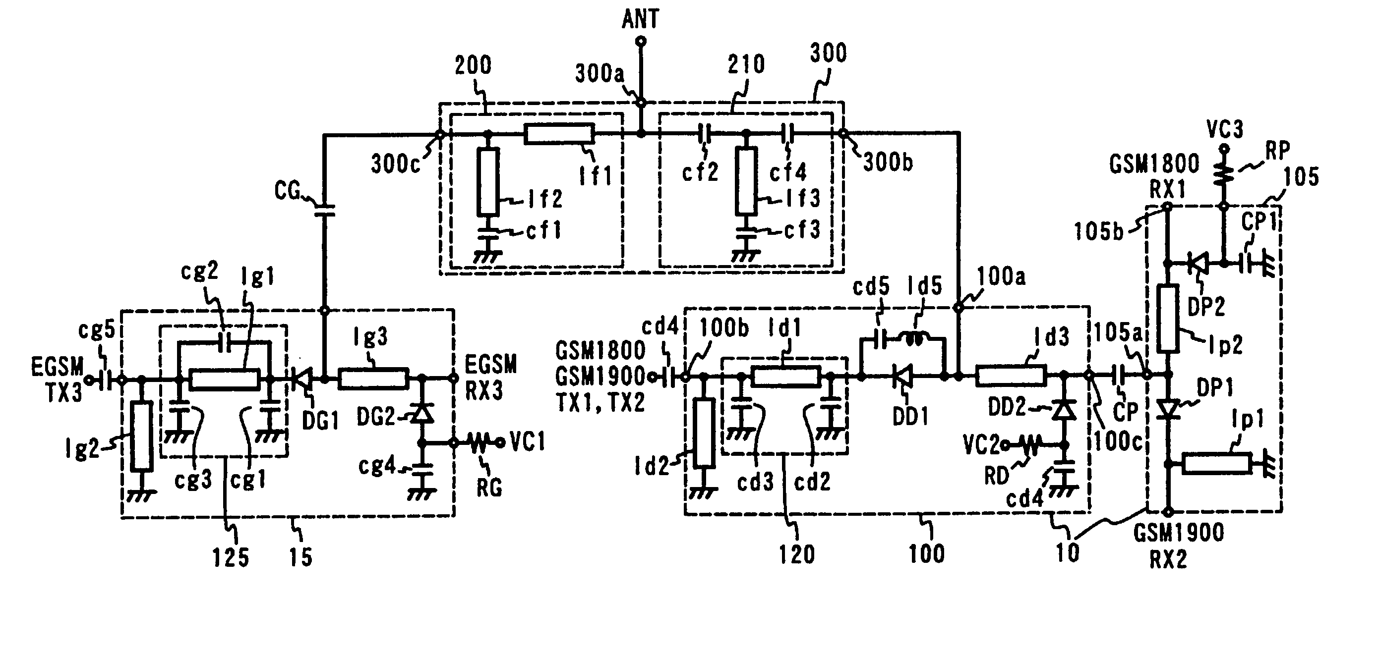 Switch circuit and composite high frequency elements