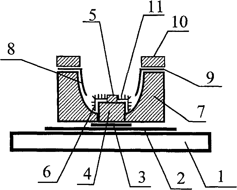 Flat-board display of arc-shape grid controlled array structure and manufacture process