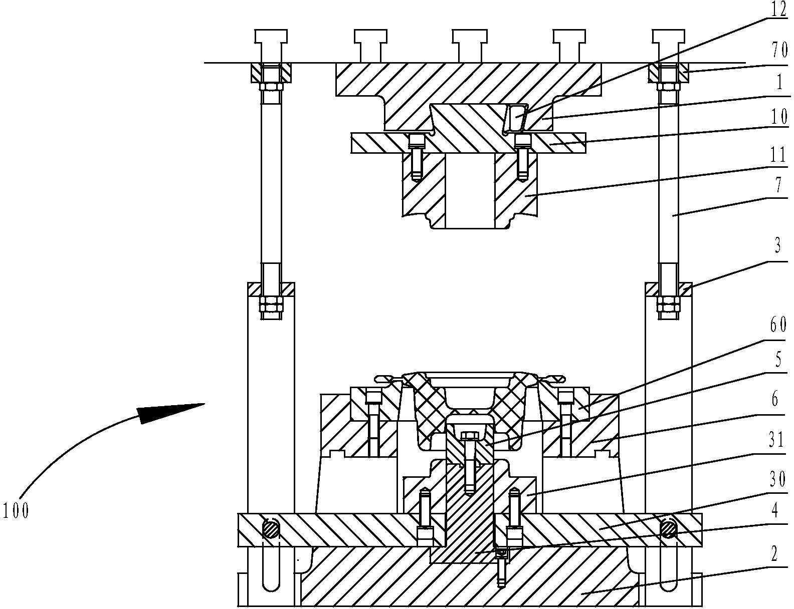 A kind of cutting edge punching composite mold