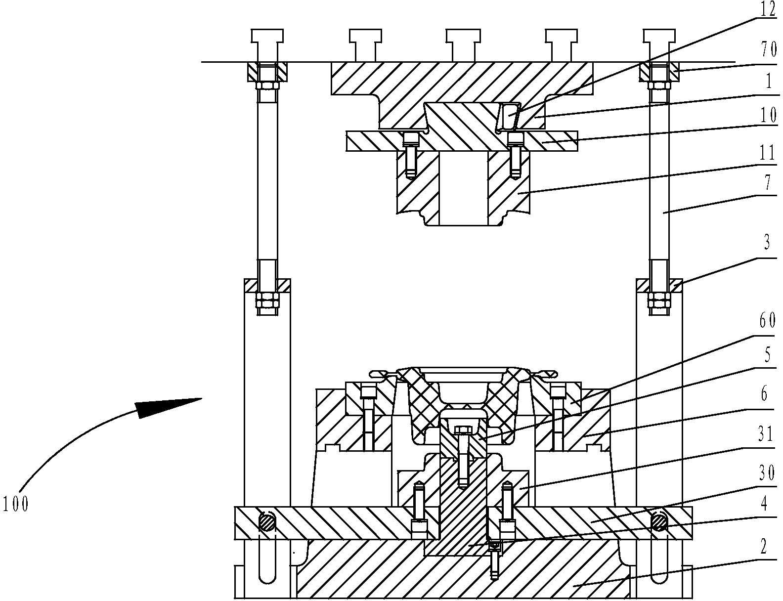 A kind of cutting edge punching composite mold