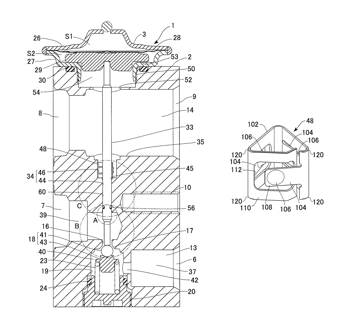 Expansion valve with vibration proof spring