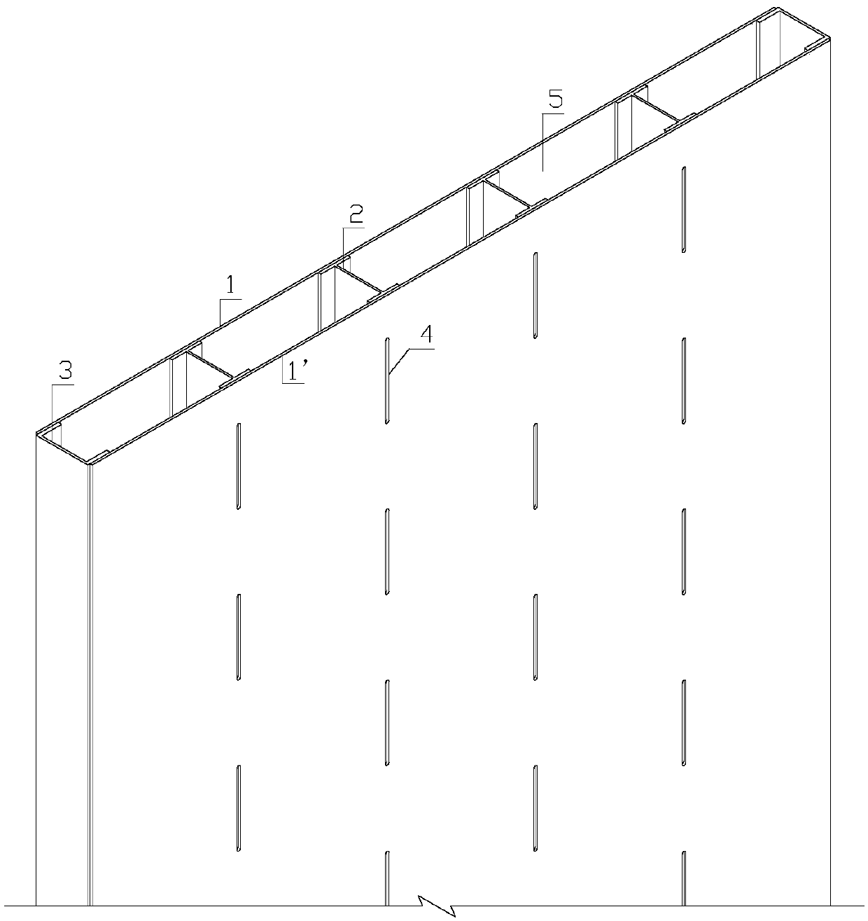 Fabricated shear wall structure in combination of steel plates and section steel