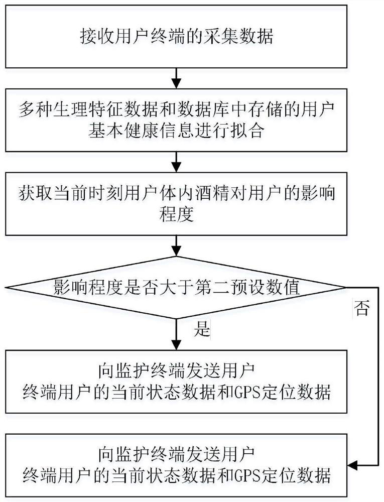 User drinking safety monitoring method, user terminal and server
