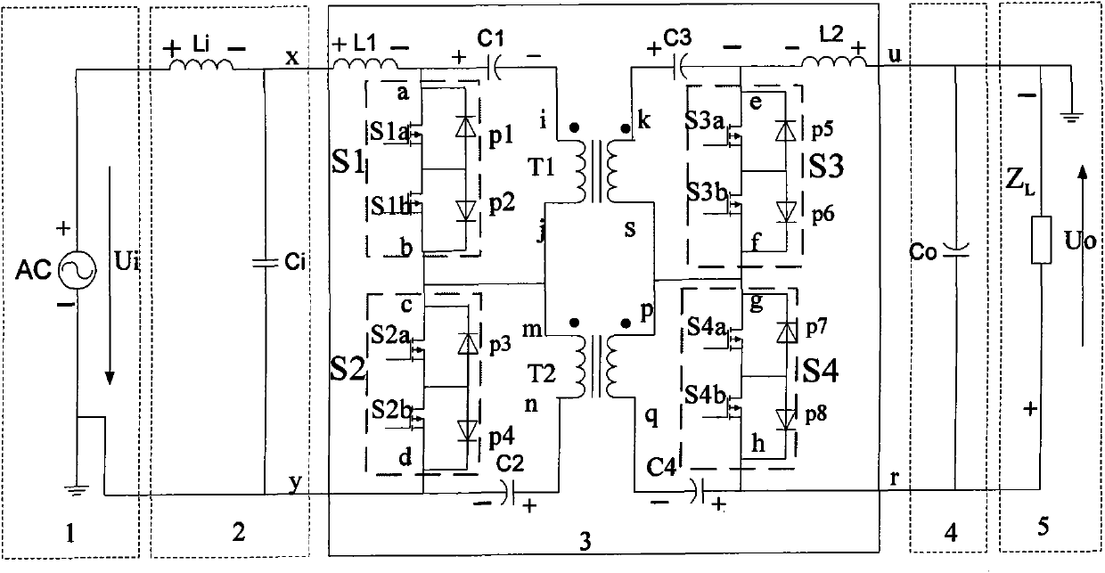 Cuk-converter-based high-frequency isolated three-level alternating current (AC)-AC converter