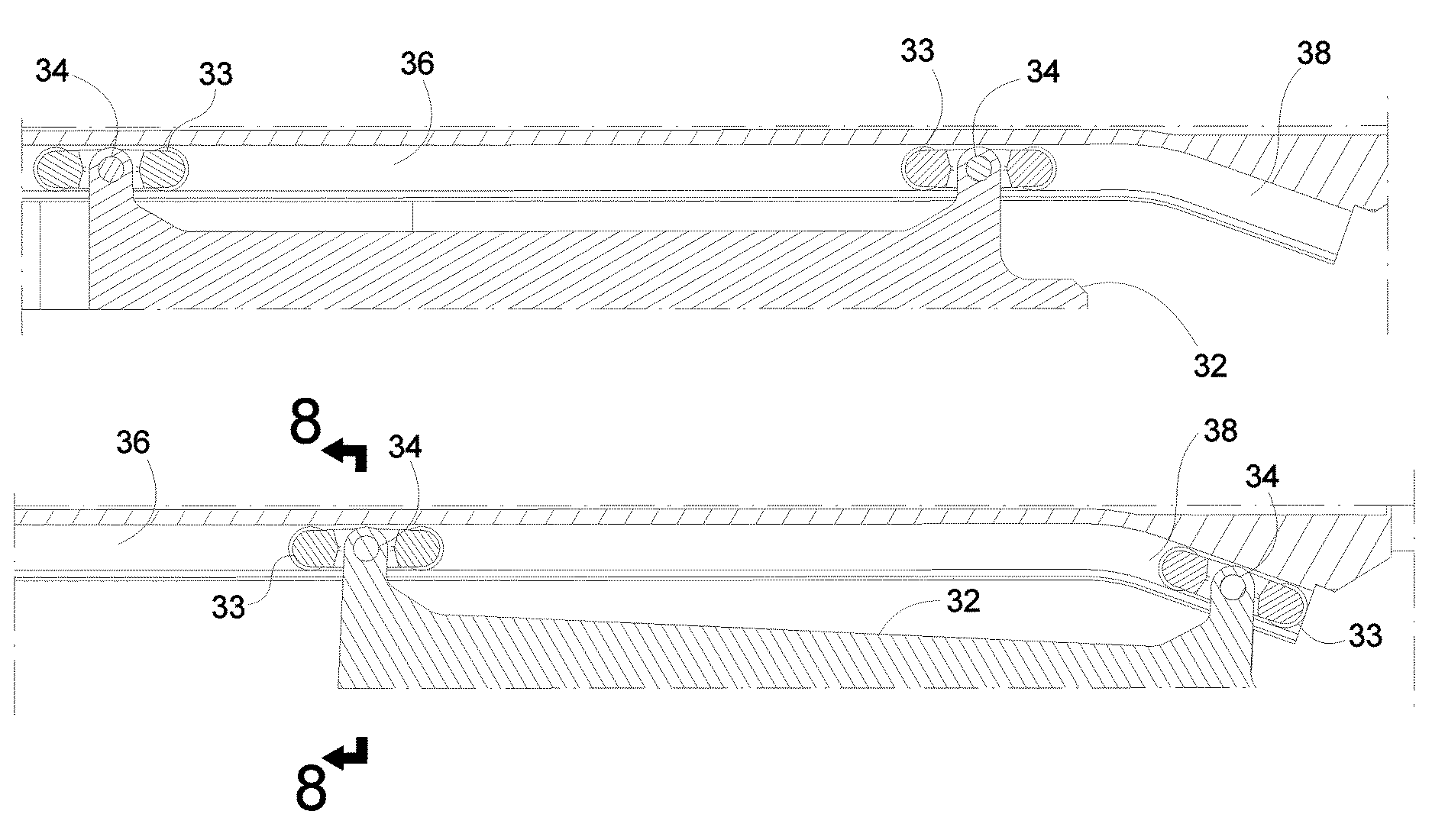 Axially translating and radially tilting fan nozzle segments with combined actuation and position sensing
