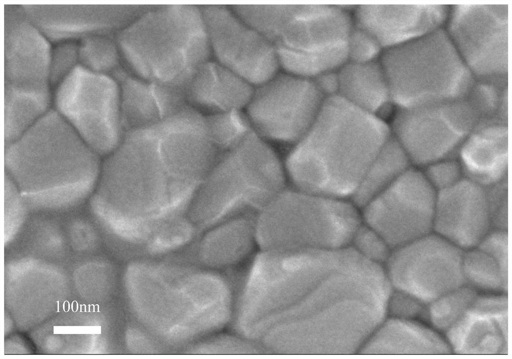 Perovskite solar cell preparation method based on magnetron sputtering zinc oxide/stannic oxide double electron transport layer