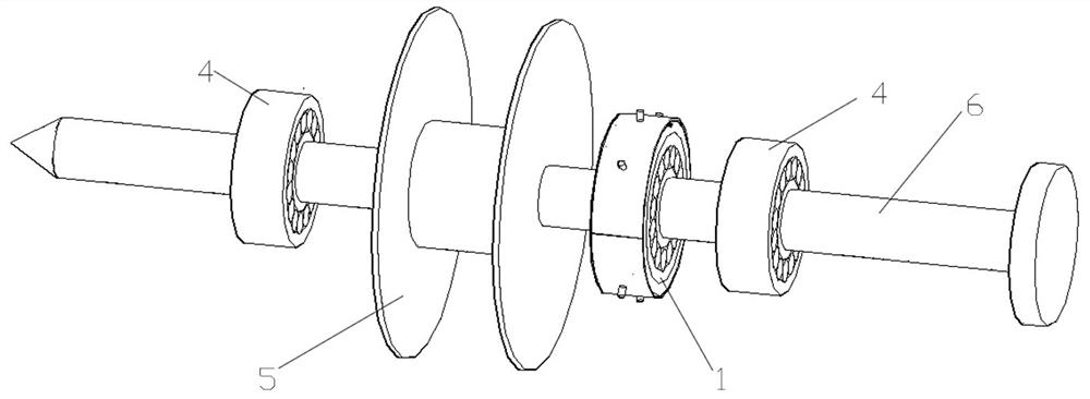 A rotary shaft conductive structure for a rotary welding device