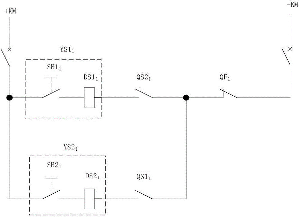 Dual-bus disconnecting switch operation blocking electric circuit