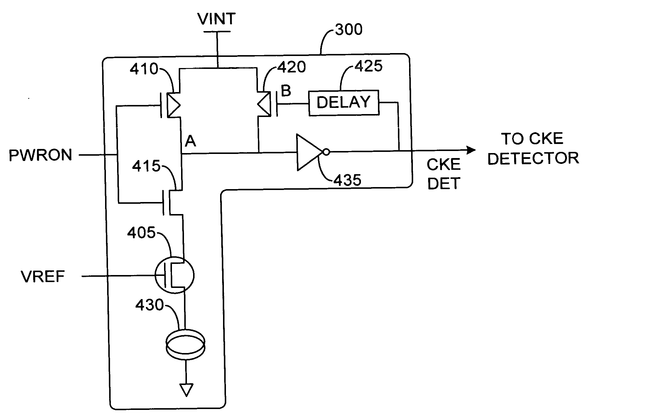 Reference voltage detector for power-on sequence in a memory