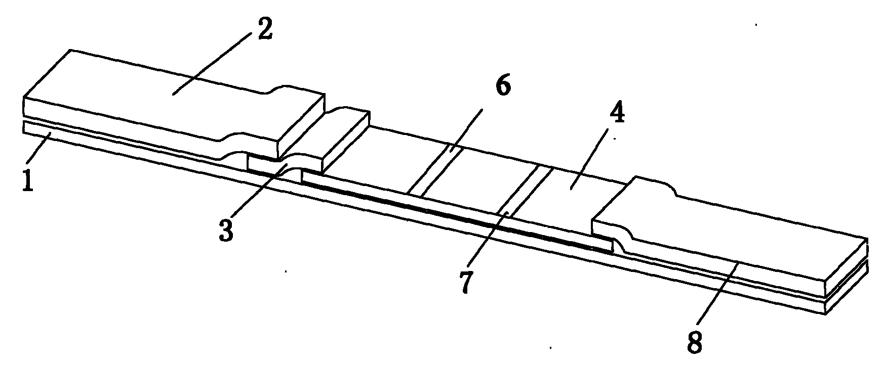 Reagent strip for testing syphilis specific IgM antibodies through gold immunochromatographic assay and preparation method thereof