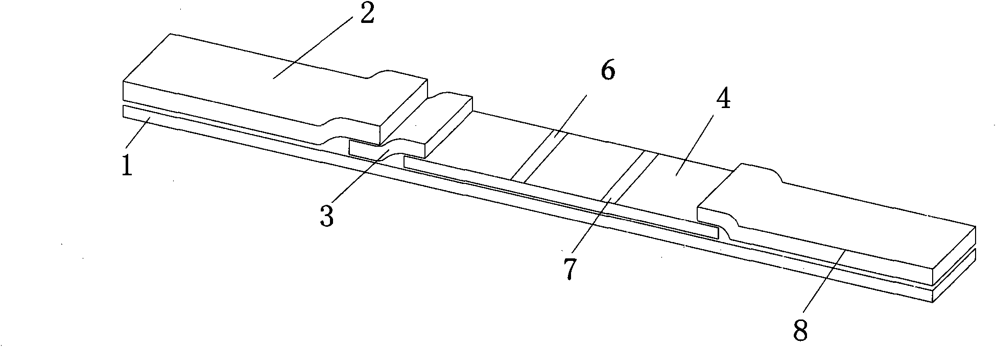 Reagent strip for testing syphilis specific IgM antibodies through gold immunochromatographic assay and preparation method thereof