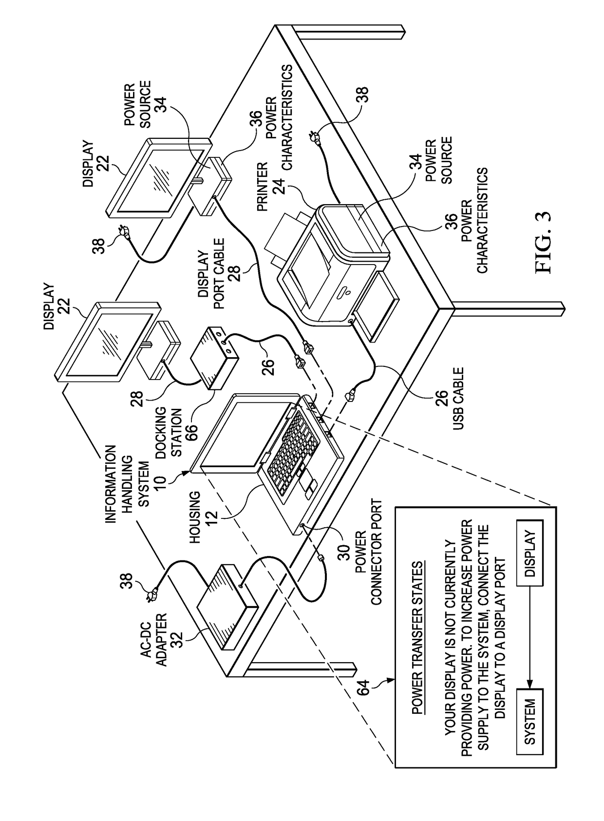 Information handling system port power management and cable detect