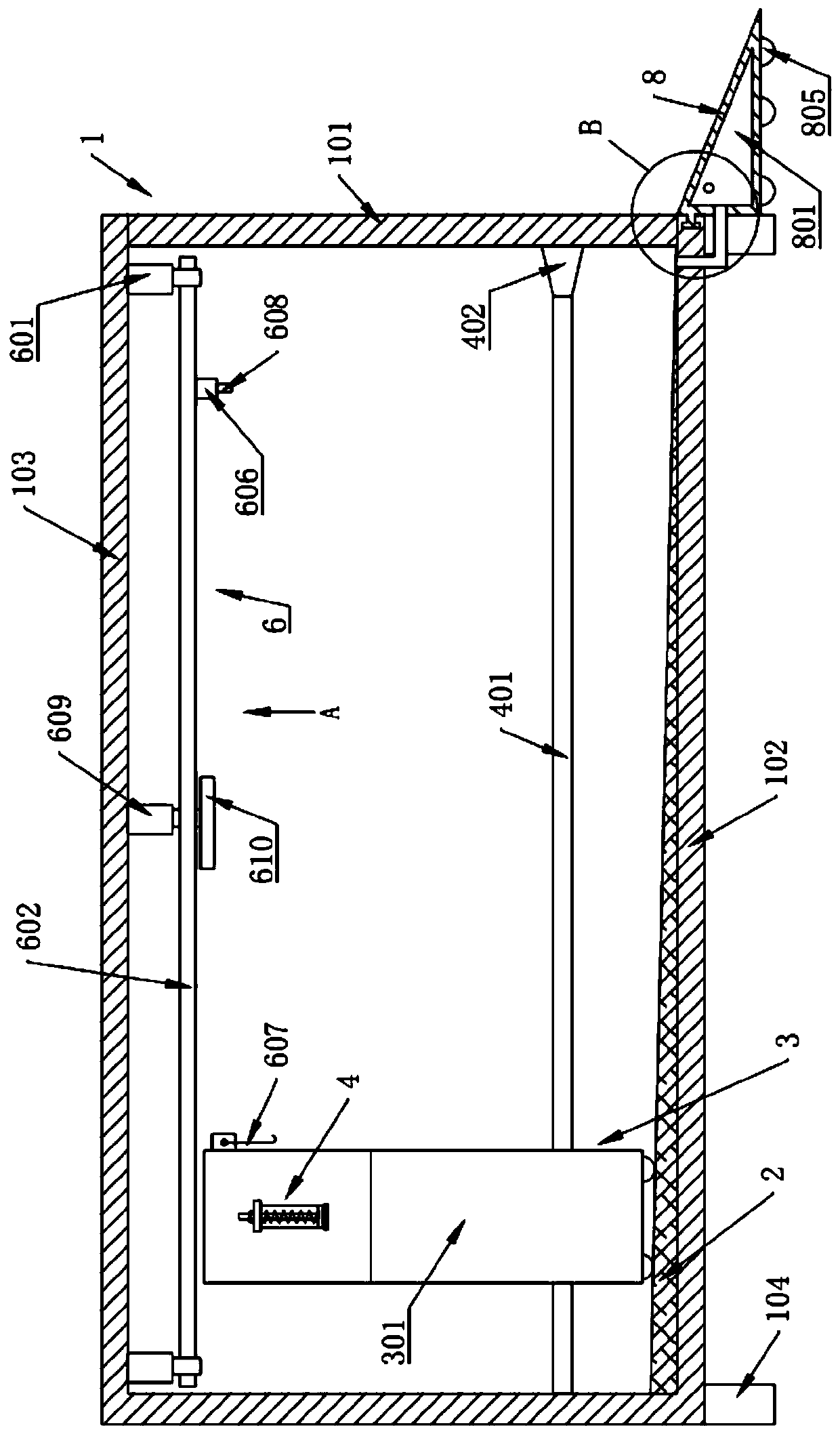 A storage device for waste batteries