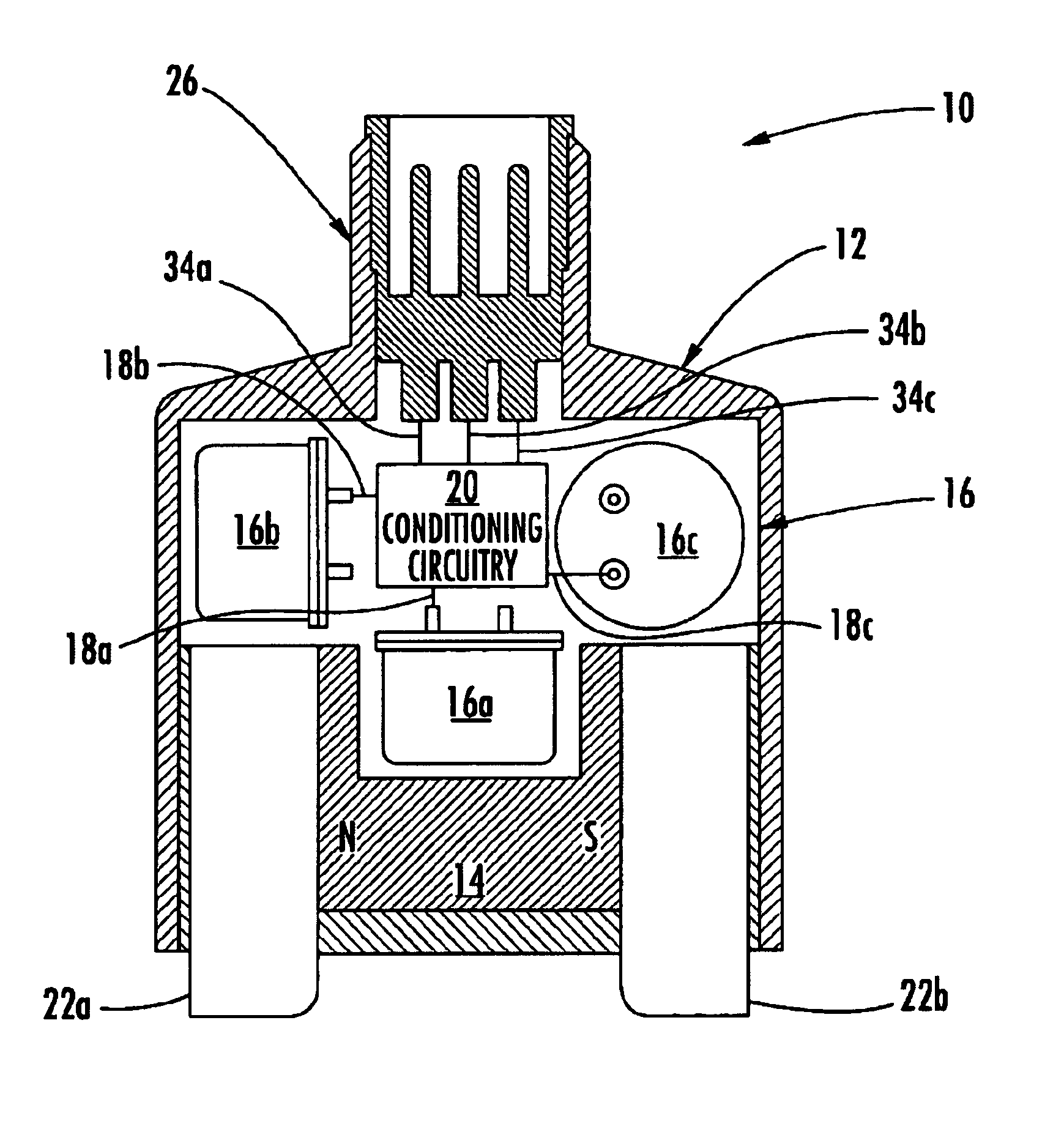 Multi-axis vibration sensor with integral magnet
