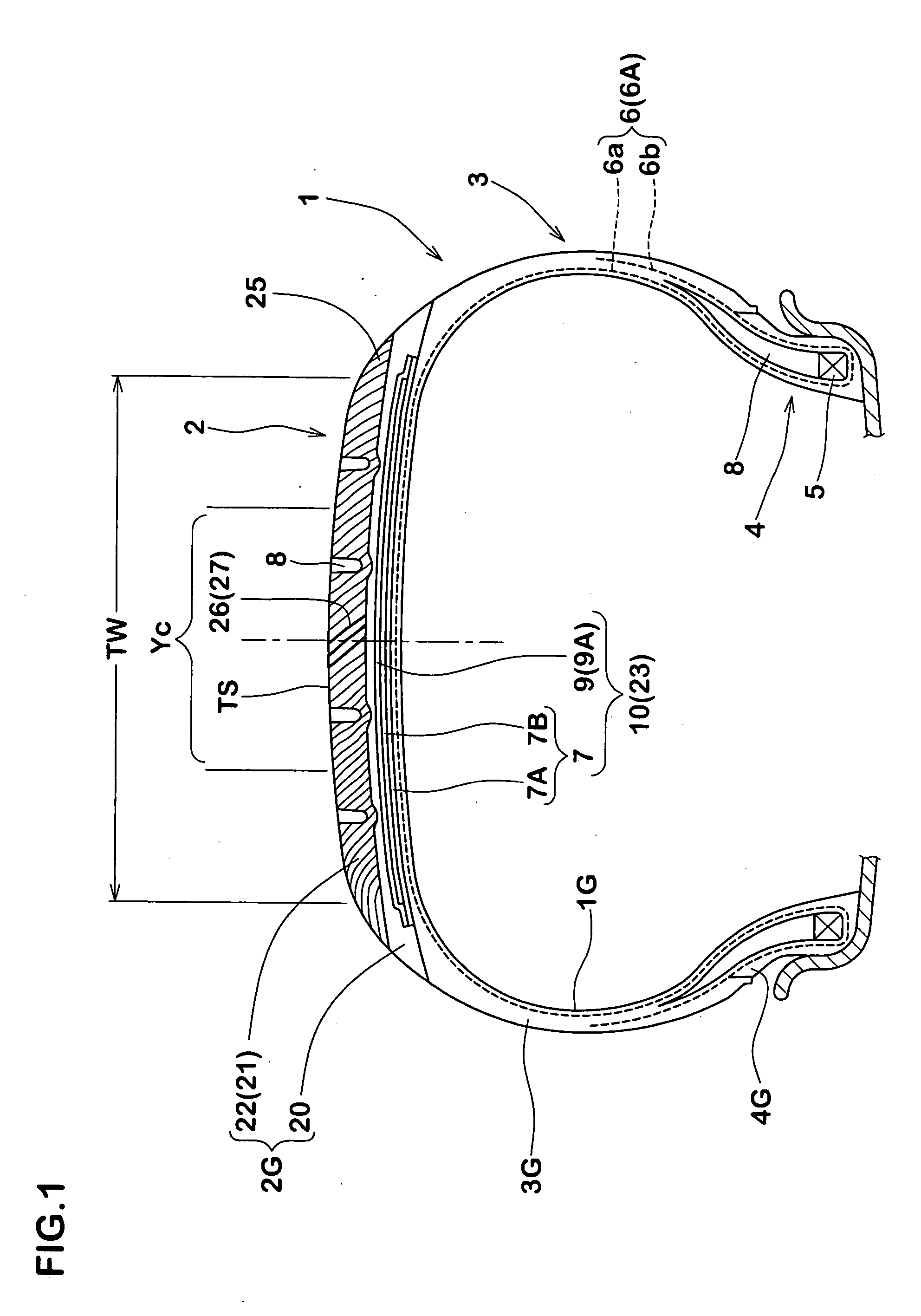 Pneumatic tire, producing method of pneumatic tire, and forming apparatus of rubber strip winding body