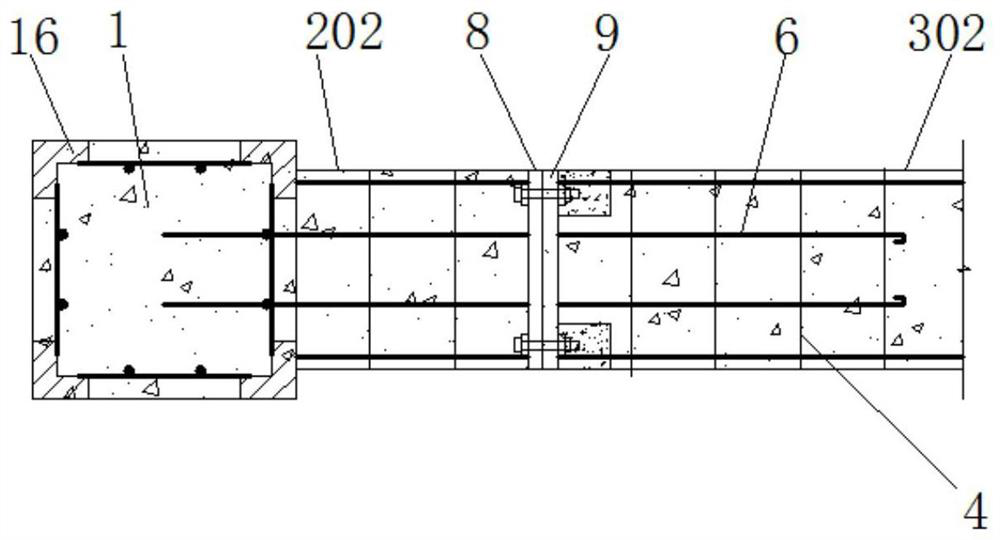 Prefabricated steel-encased concrete column and concrete beam joint and construction process