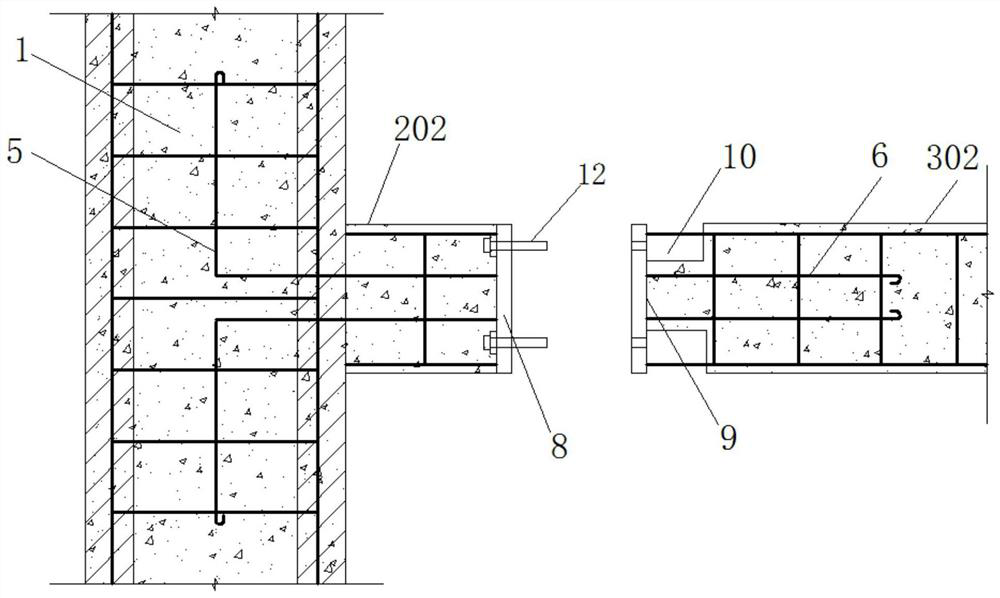 Prefabricated steel-encased concrete column and concrete beam joint and construction process