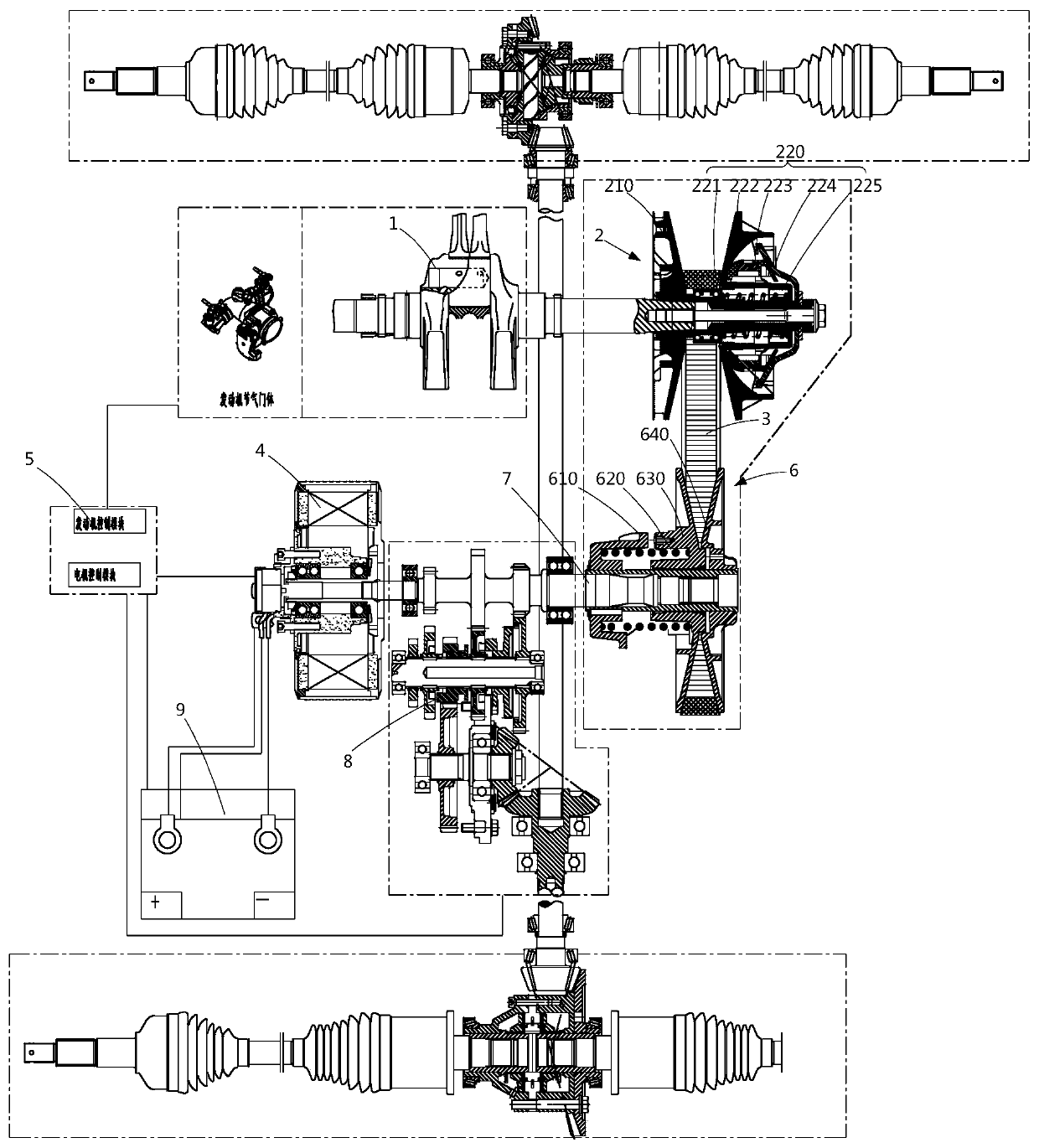 Hybrid power structure of all-terrain vehicle and all-terrain vehicle