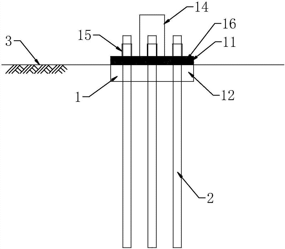 Offshore wind power multi-pile bearing platform composite foundation and construction method