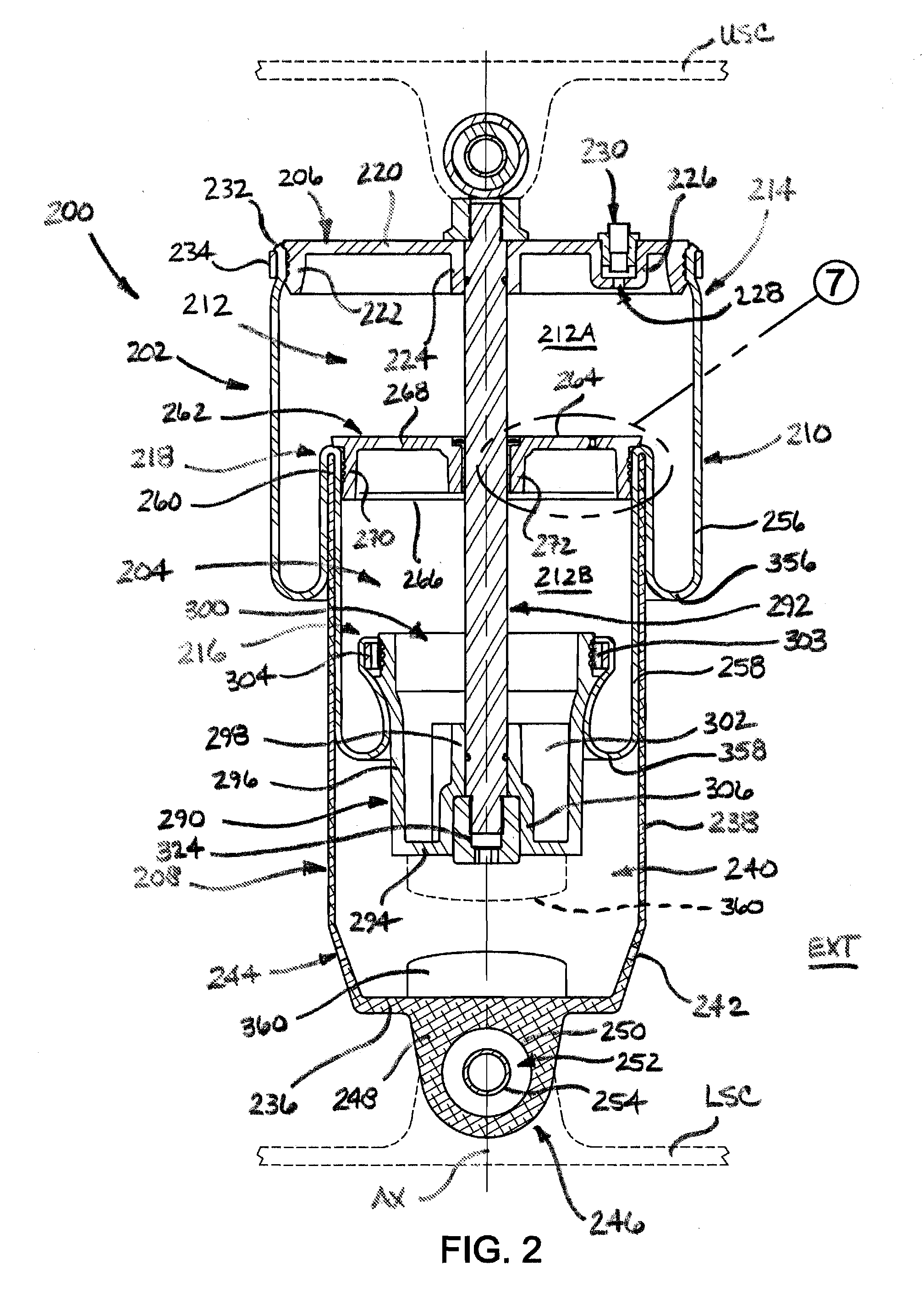 Gas spring and gas damper assembly and method