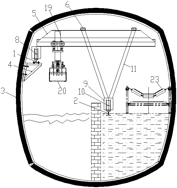 Coal slime automatic excavator in mine flow lane