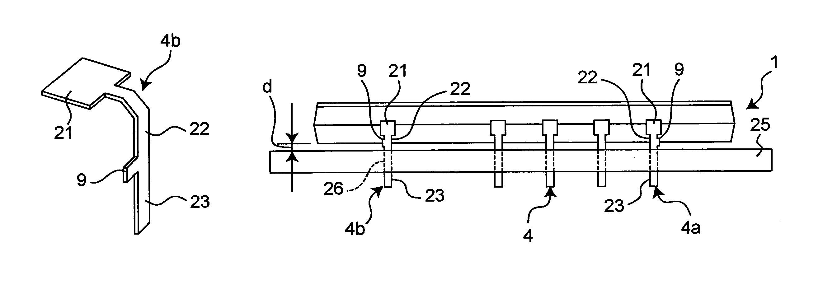 Semiconductor device and semiconductor assembly module with a gap-controlling lead structure
