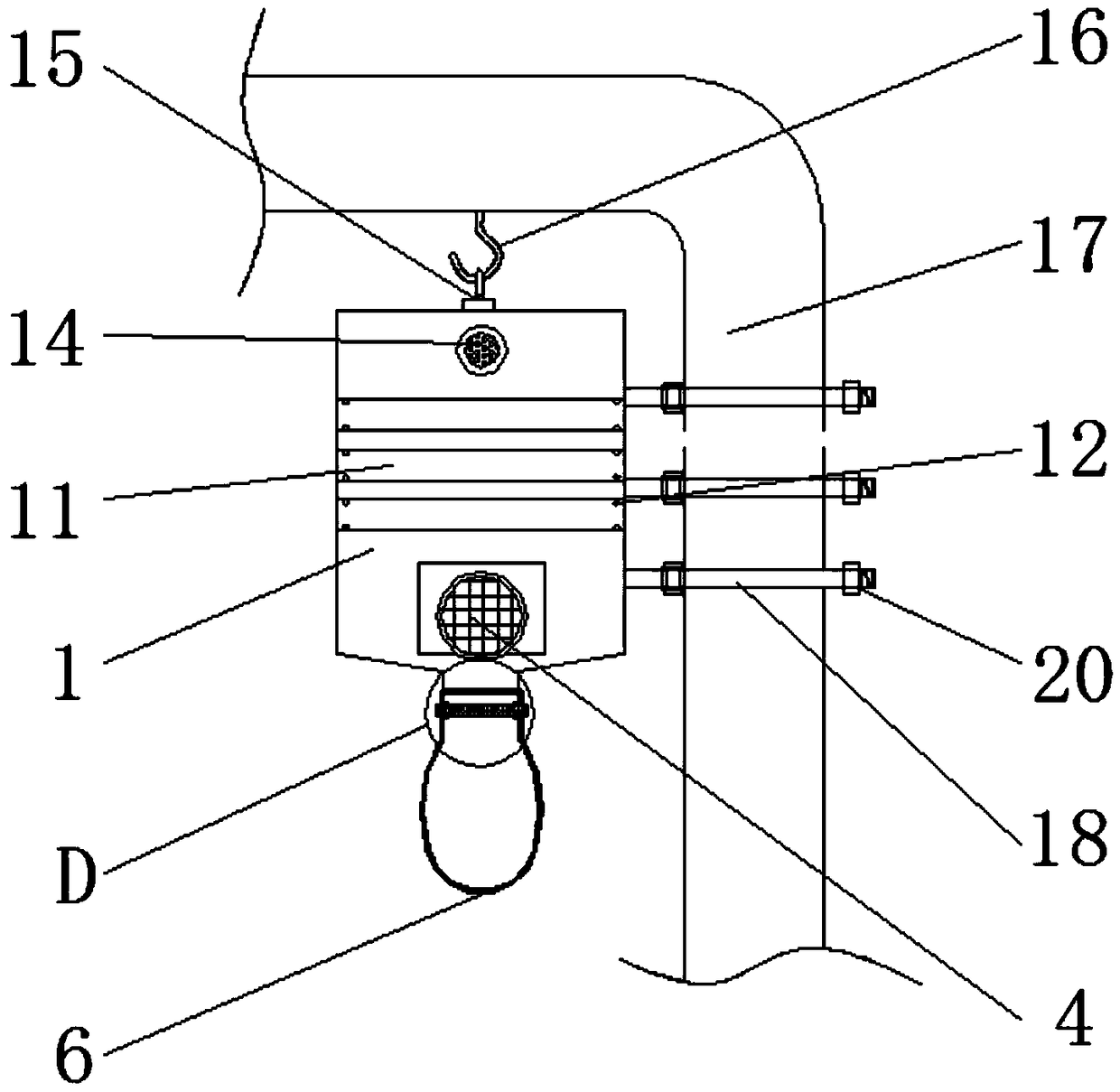 Conveniently-mounted filtering and dedusting device for street lamp