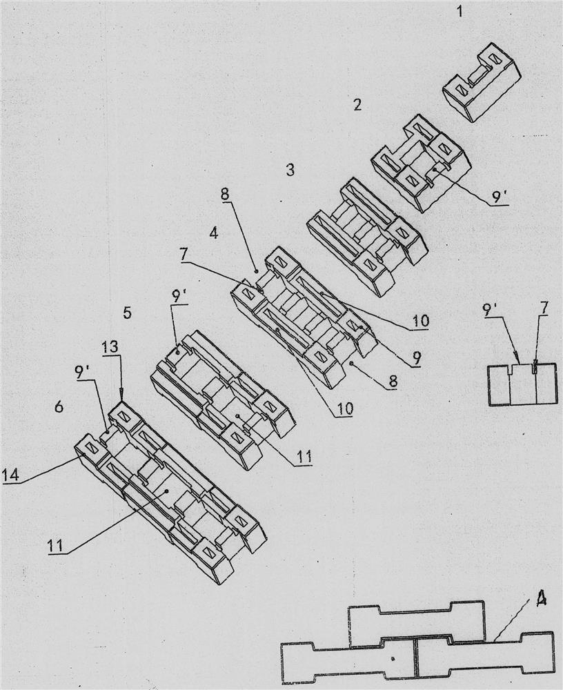 Structural columns assembled from interlocking combined blocks and assembly equipment