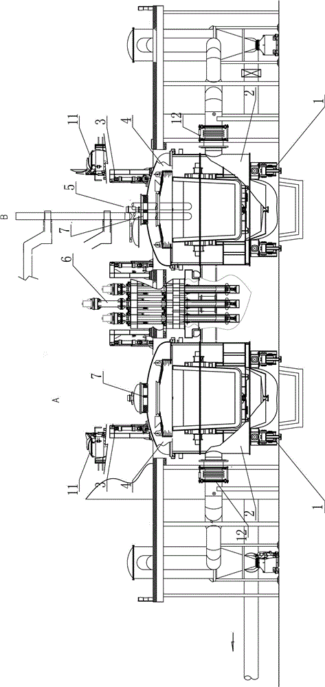 Electrode rotating double-station arc heating vacuum processing device and its application method