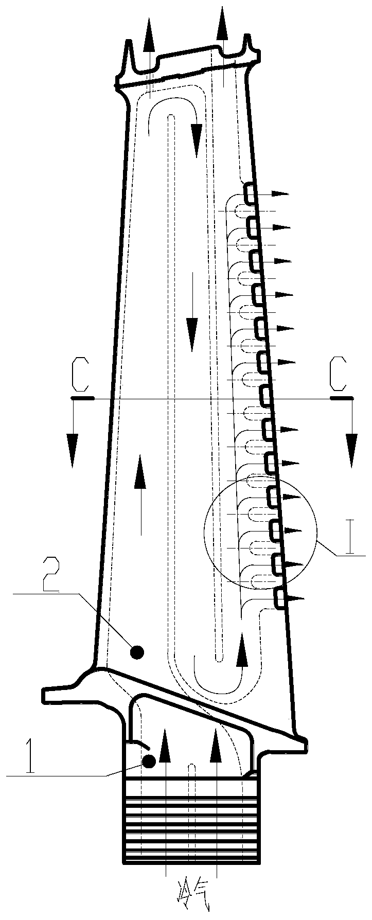 Turbine blade tailing edge curved type exhaust crack structure
