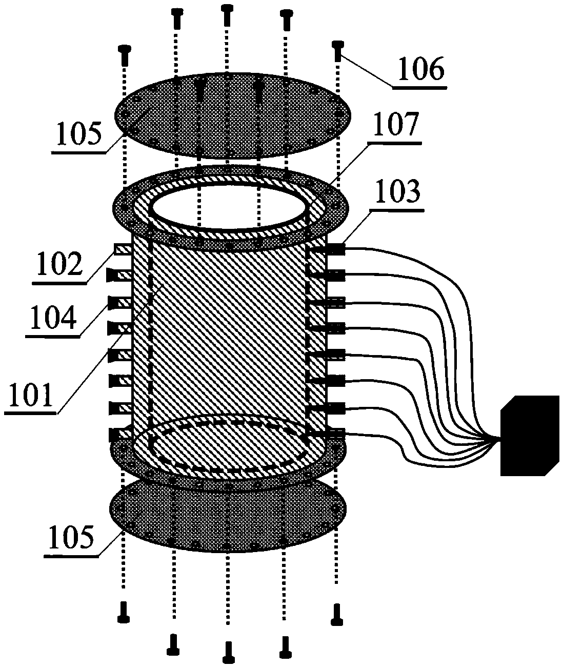Collection device of earth-stone binary medium earth-pillar and hydrologic parameter measurement system and method