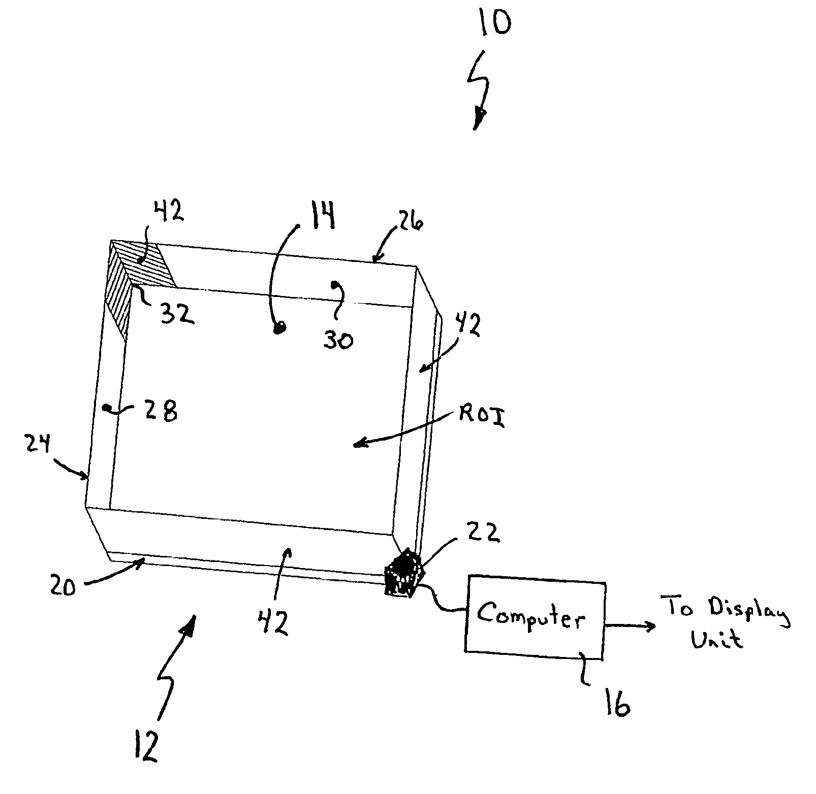 Apparatus for determining the location of a pointer within a region of interest