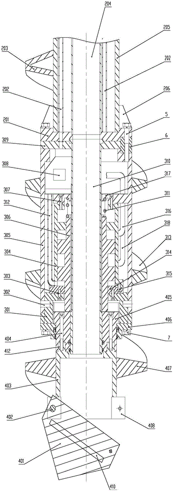 Spiral soil-squeezing downhole rock embedding device and pile forming method
