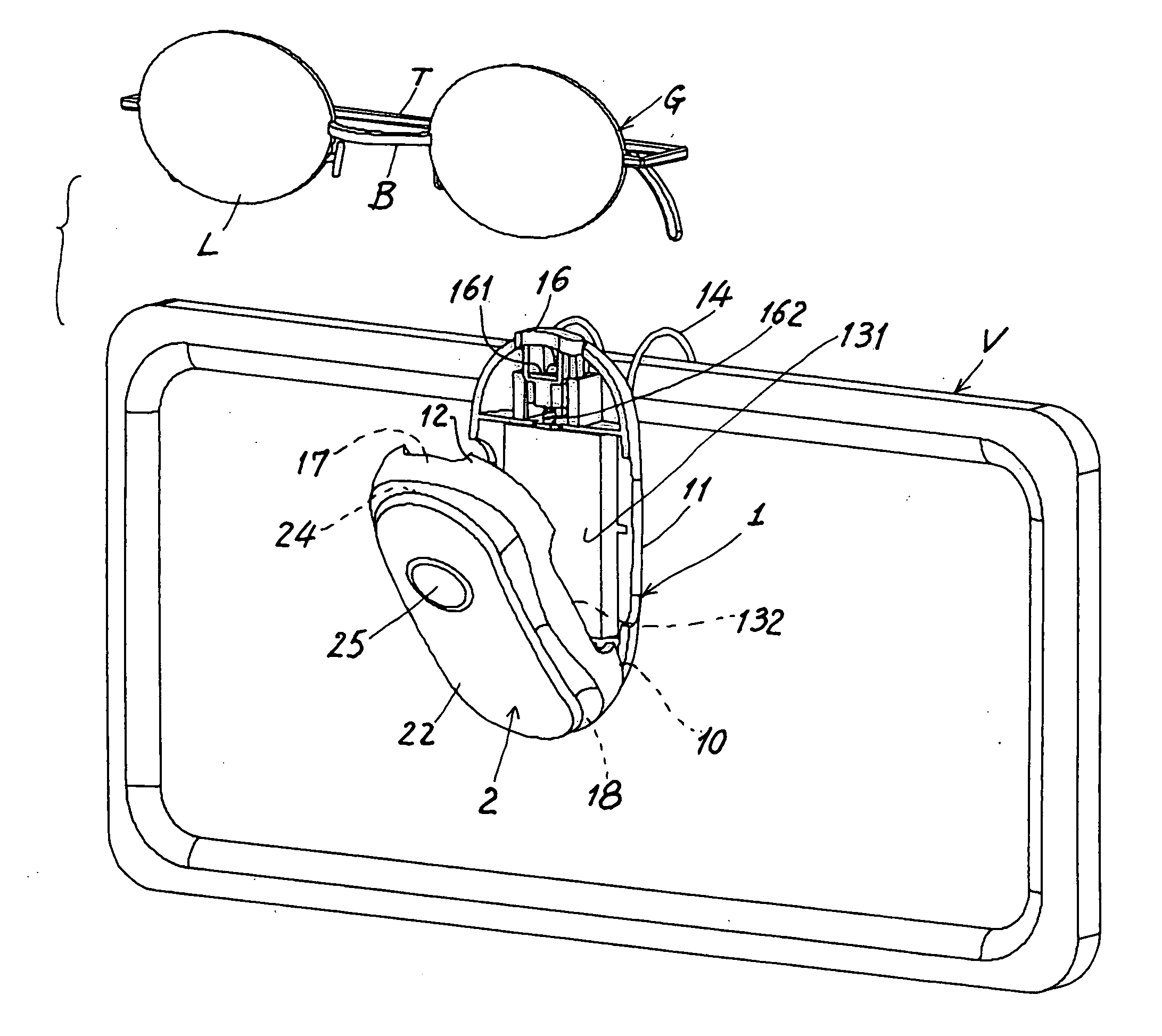 Sunglass holder detachably attached with illuminator