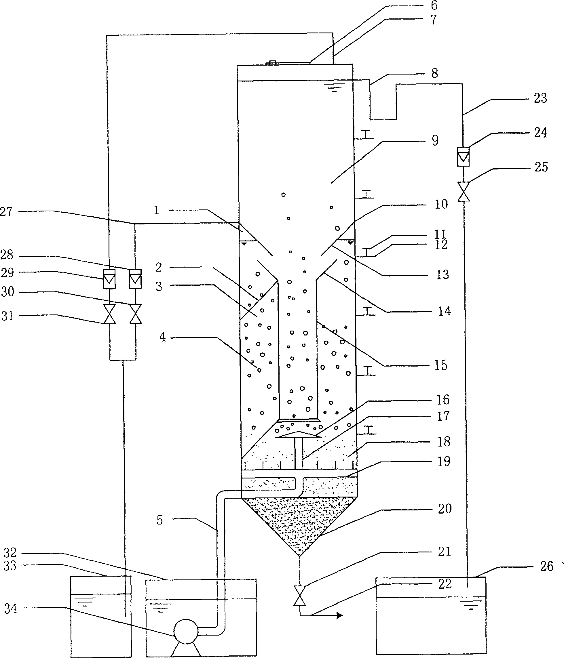 Anaerobic inner circulating reflux type immobilization microorganism fluidized bed reactor