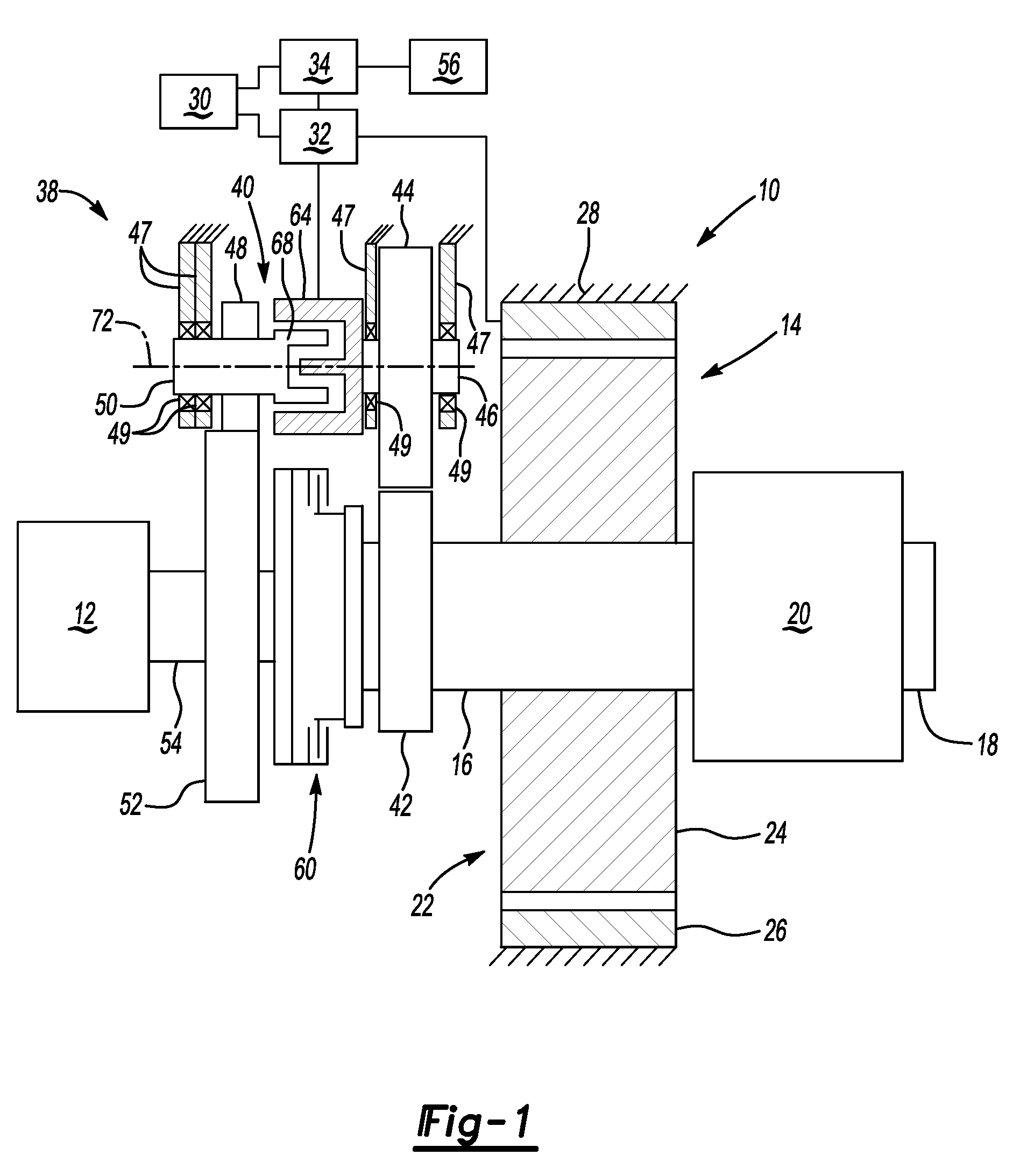 Hybrid powertrain with torque-multiplying engine starting mechanism and method of controlling a hybrid powertrain