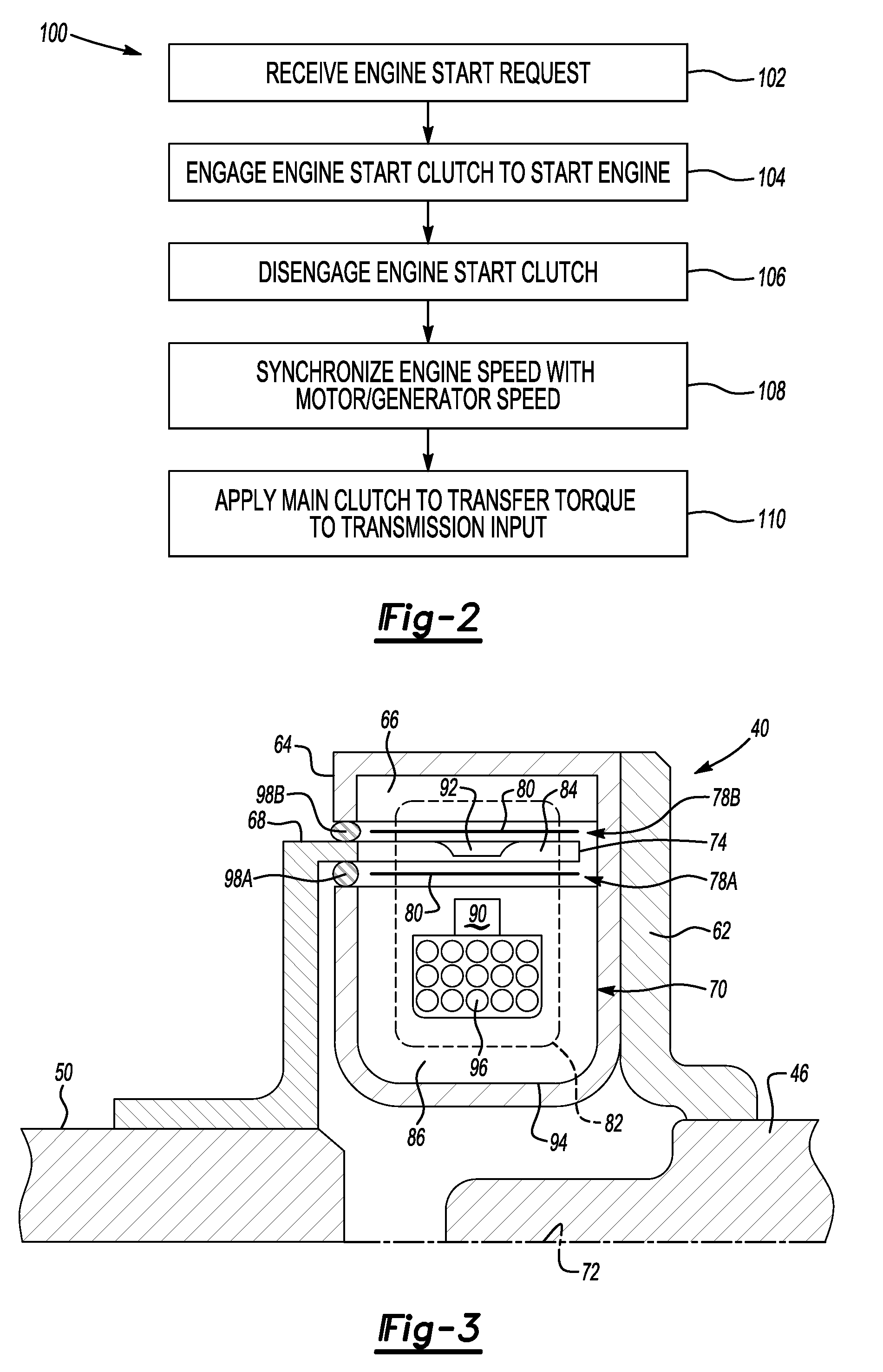 Hybrid powertrain with torque-multiplying engine starting mechanism and method of controlling a hybrid powertrain