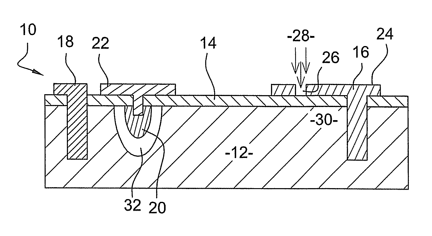 Photodetector with internal gain and detector comprising an array of such photodetectors