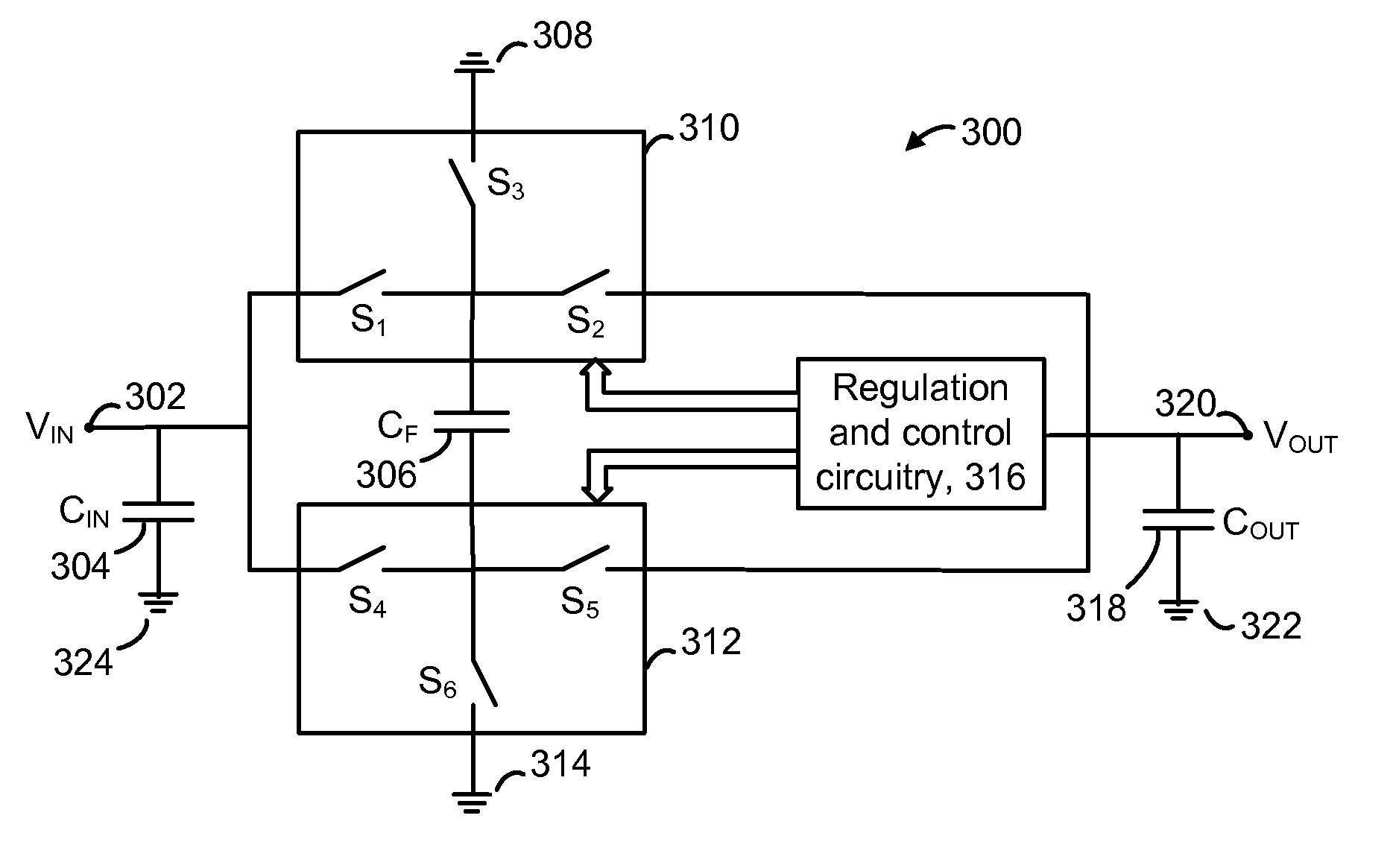 Charge coupled pump-efficient charge pump regulator with MOS capacitor